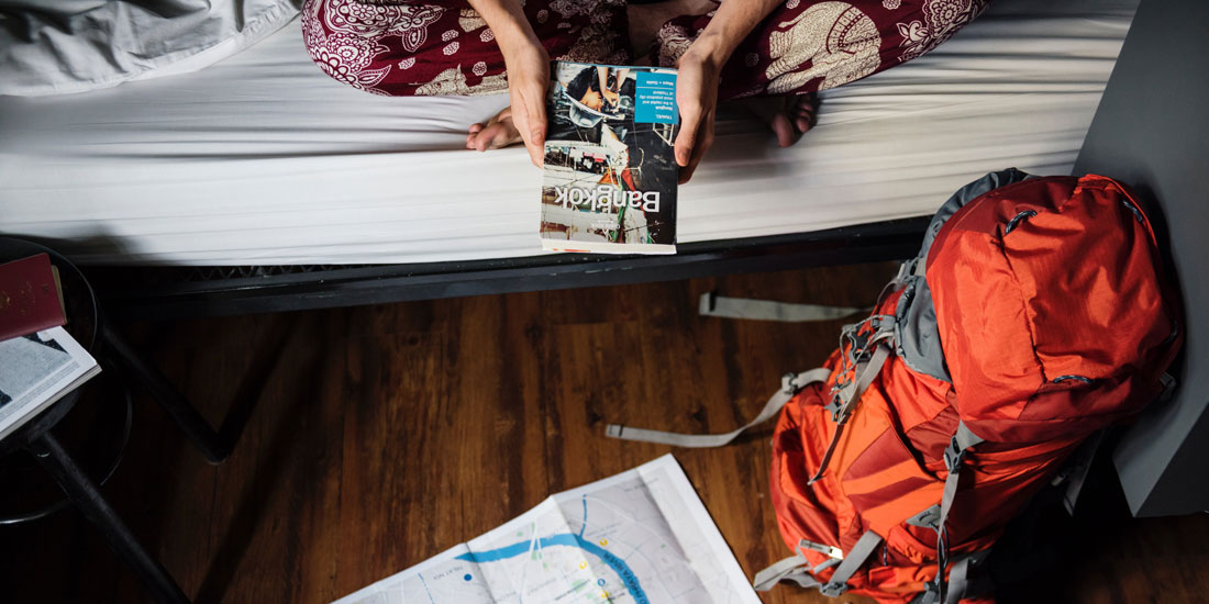 Backpacker im Hostel